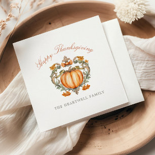 Serviette En Papier Joyeux Thanksgiving avec une crête de citrouille é
