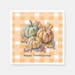 Serviette En Papier Joyeux Thanksgiving Citrouilles & Feuilles d'Autom