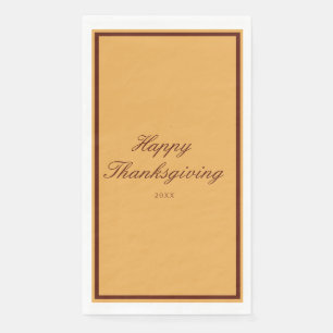 Serviette En Papier Joyeux Thanksgiving Or Brun Élégant 