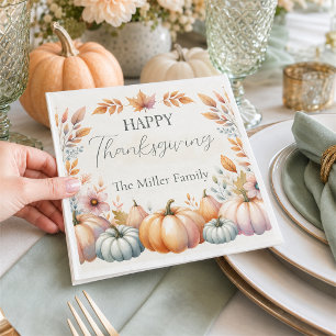 Serviette En Papier Joyeux Thanksgiving Pastel Citrouilles, Personnali