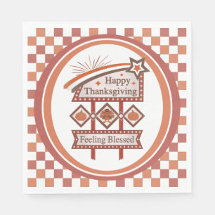Serviette En Papier Joyeux Thanksgiving Sentiment Bénis Signe Rétro