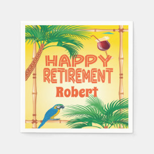 Serviette En Papier Joyeux tiki luau tropical de la retraite