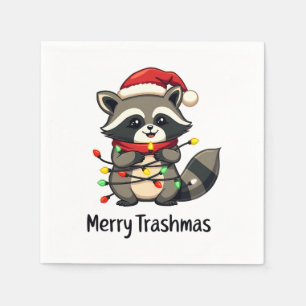 Serviette En Papier Joyeux Trashmas Funny Raccoon Noël