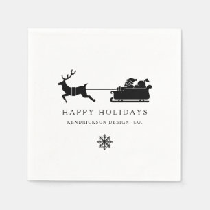 Serviette En Papier JOYEUX VACANCES SANTA CLAUS Entreprise Napk