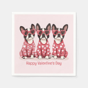 Serviette En Papier Joyeux Valentines Day Boston Terrier Chiens