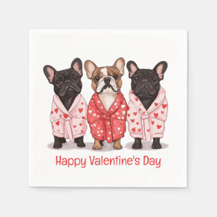 Serviette En Papier Joyeux Valentines Day French Bulldog