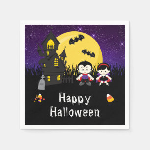 Serviette En Papier Joyeux Vampires du parti Halloween violet
