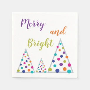 Serviette En Papier Joyeux violet et sapin de Noël brillant