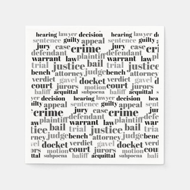 Serviette En Papier Judicial Legal Terns Word Cloud Design (Devant)