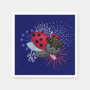 Serviette En Papier Juillet 4 Minuteman Ladybug