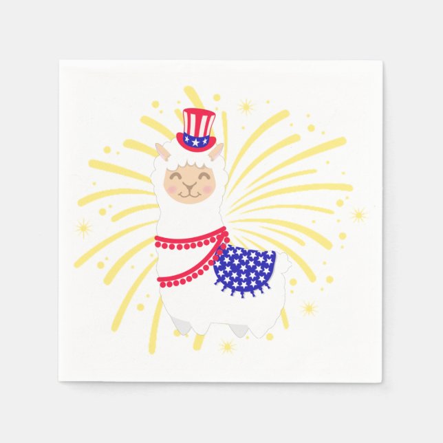 Serviette En Papier Juillet Quatrième Llama (Devant)