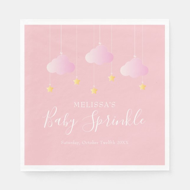 Serviette En Papier Jumelé petite étoile fille douche rose (Devant)