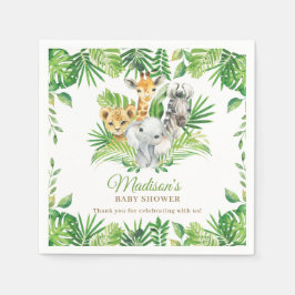 Serviette En Papier Jungle Animal Safari Vert Baby shower Neutre