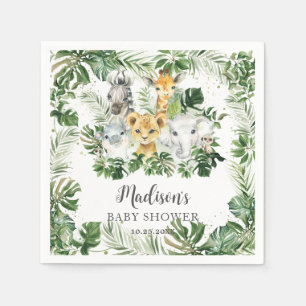 Serviette En Papier Jungle Animal Safari Vert Baby shower Neutre