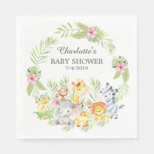 Serviette En Papier Jungle Animaux Filles Papier Baby shower serviette