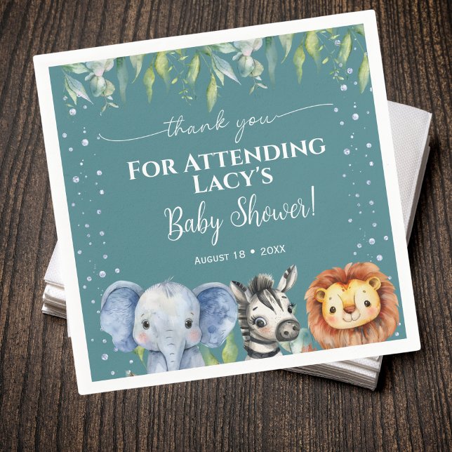 Serviette En Papier Jungle Animaux Safari Baby shower (Créateur téléchargé)