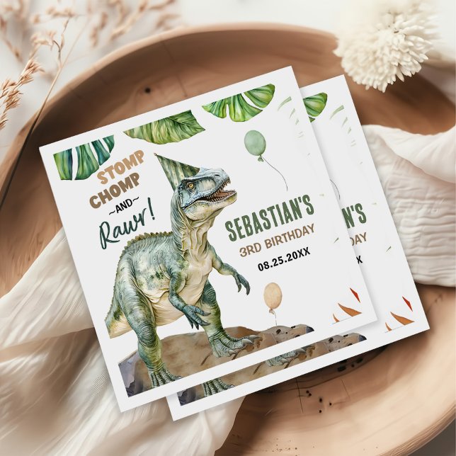 Serviette En Papier Jungle Dinosaur T Rex 3e fête d'anniversaire (Créateur téléchargé)