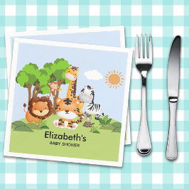 Serviette En Papier Jungle Safari Animals Baby Shower Boy