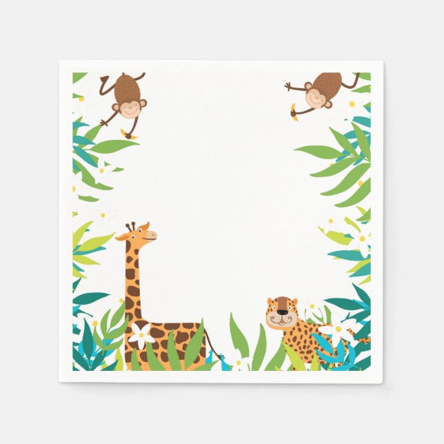 Serviette En Papier Jungle Safari Animaux Party Napkins (Devant)