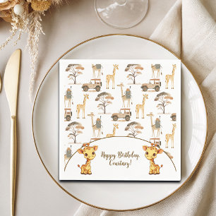 Serviette En Papier Jungle Safari avec Giraffes Anniversaire