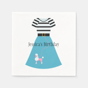 Serviette En Papier Jupe de caniche bleu rétro