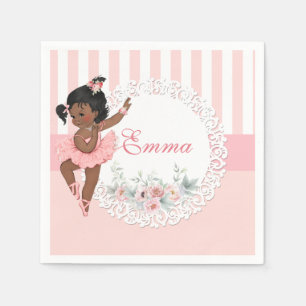 Serviette En Papier Jupon rose en dentelle rayures fleurs Ballerine