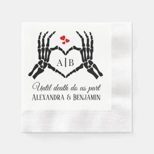 Serviette En Papier Jusqu'à ce que la mort nous sépare Squelette Mains