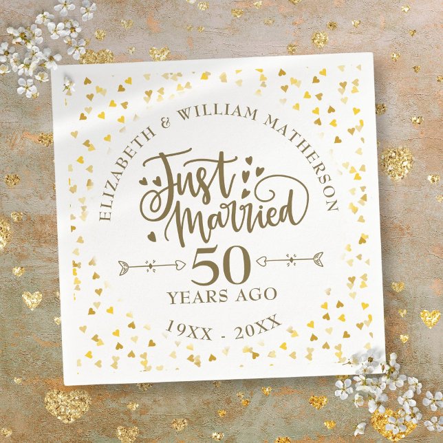 Serviette En Papier Juste marié 50ème anniversaire de Mariage (Just Married 50th Wedding Anniversary Napkins)
