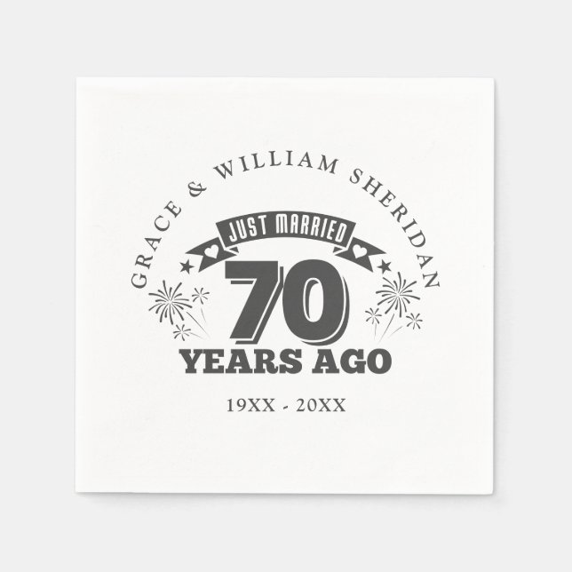 Serviette En Papier Juste marié 70ème anniversaire de Mariage (Devant)
