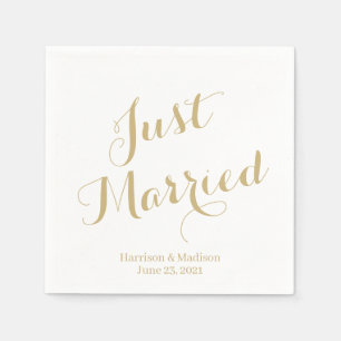 Serviette En Papier Juste marié or script personnalisé élégant Mariage