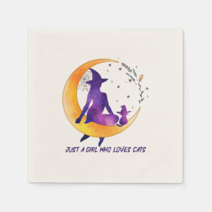 Serviette En Papier Juste Une Fille Qui Aime Le Chat