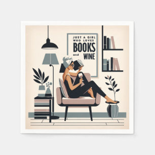 Serviette En Papier Juste une fille qui aime les livres et le vin