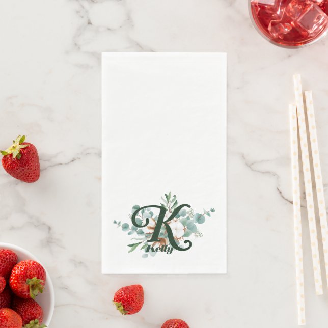 Serviette En Papier K Monogramme Botanique Floral Serviettes d'hôtes (En situation)
