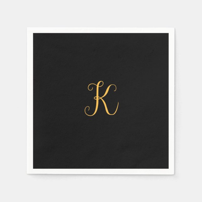 Serviette En Papier K or sur monogramme noir (Devant)