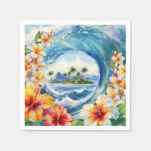 Serviette En Papier Kai Aloha Hibiscus Aquarelle Vague