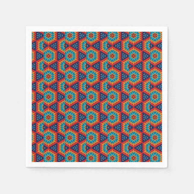 Serviette En Papier Kaleidoscope géométrique vibre (Devant)