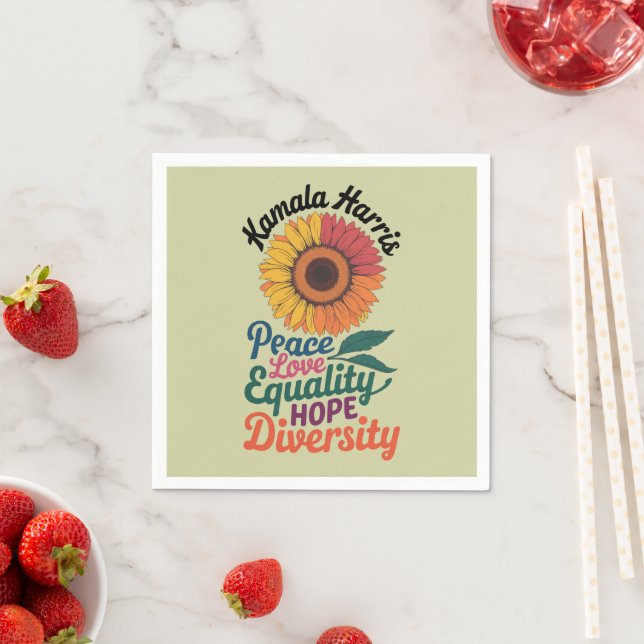Serviette En Papier Kamala Harris Peace Love Equality Hope Diversity (En situation)