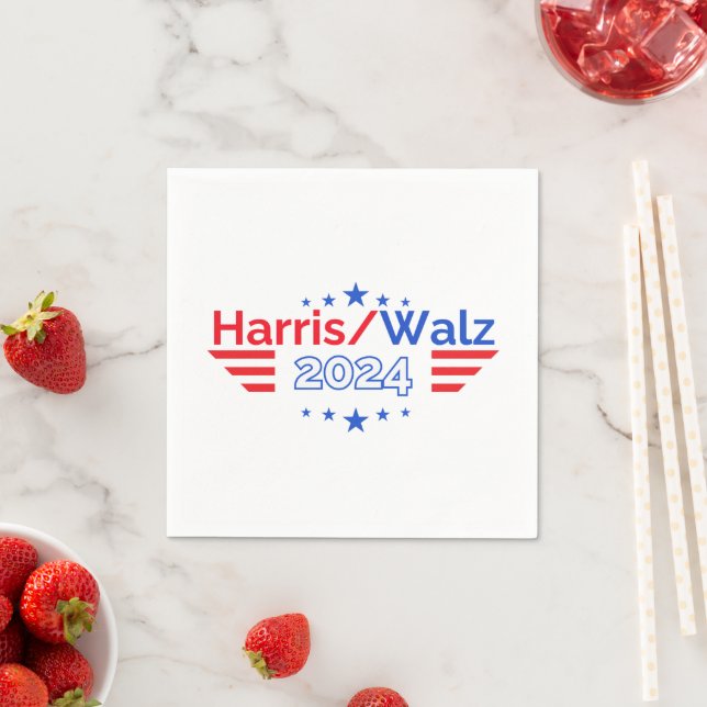 Serviette En Papier Kamala Harris Tim Walz Election 2024 (En situation)