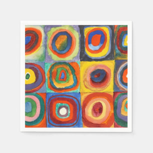 Serviette En Papier Kandinsky - Carrés aux cercles concentrés