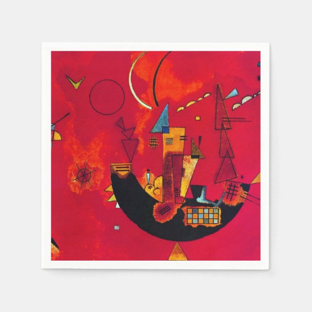 Serviette En Papier Kandinsky Mit und Gegen Red Abstrait (Devant)