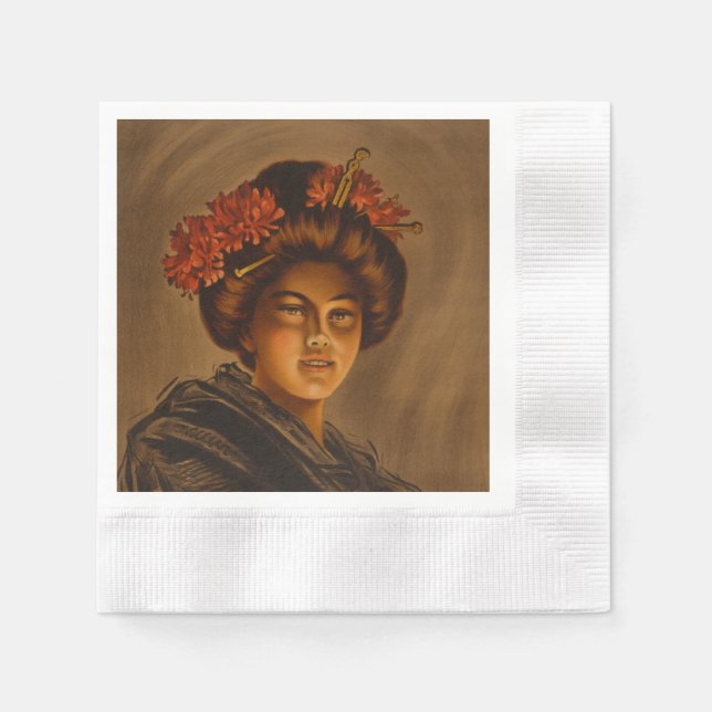 Serviette En Papier Karama : Actrice japonaise Romance Geisha (Devant)