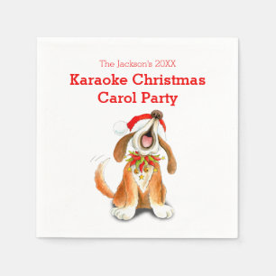 Serviette En Papier Karaoke chantant chien Noël fête de covoiturage
