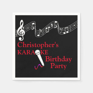 Serviette En Papier Karaoke Party Échelle musicale Microphone Rouge
