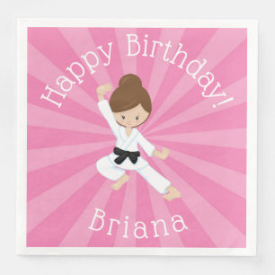 Serviette En Papier Karate Anniversaire Fille rose