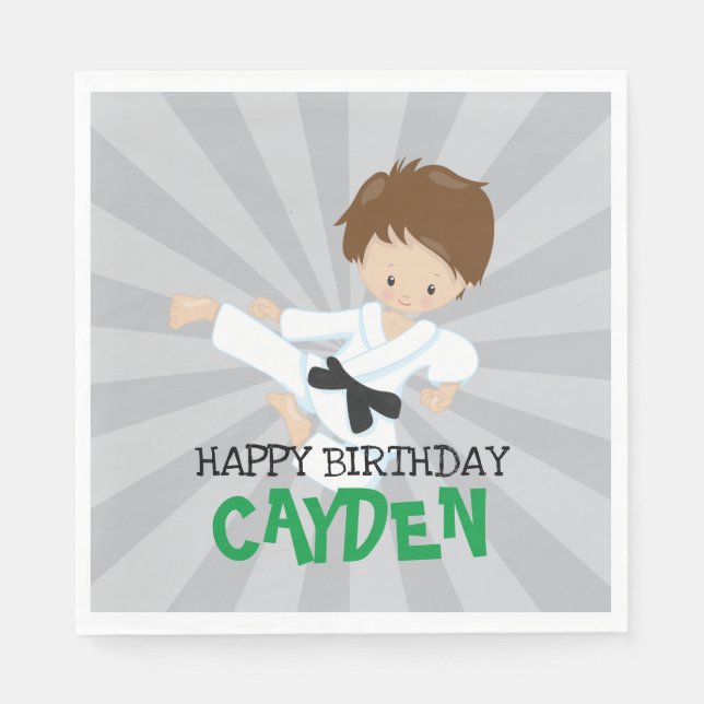 Serviette En Papier Karate boy green Martial Arts Anniversaire (Devant)