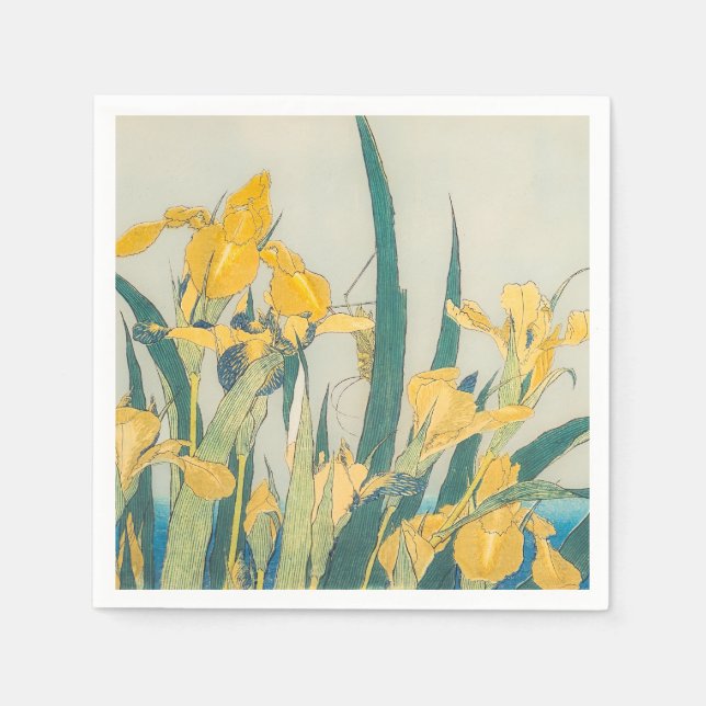 Serviette En Papier Katsushika Hokusai - Grasshopper et Iris (Devant)