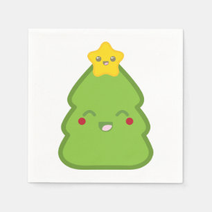 Serviette En Papier Kawaii Arbre de Noël & Papier Étoile Napkins