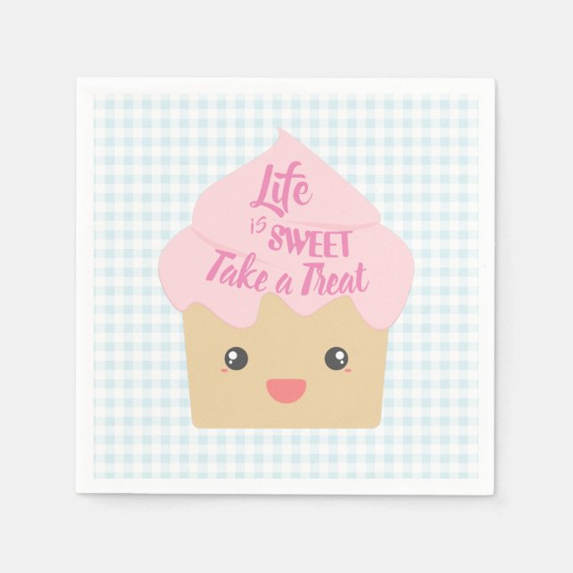 Serviette En Papier Kawaii Cupcake Prenez un gâteau (Devant)