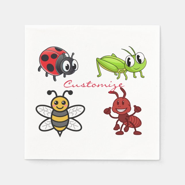 Serviette En Papier Kawaii Insectes Thunder_Cove (Devant)