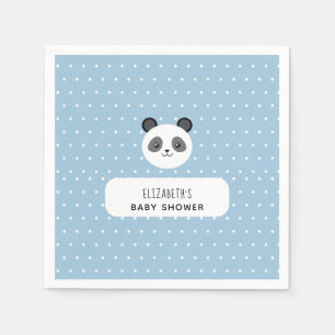 Serviette En Papier Kawaii Panda baby shower bleu pois
